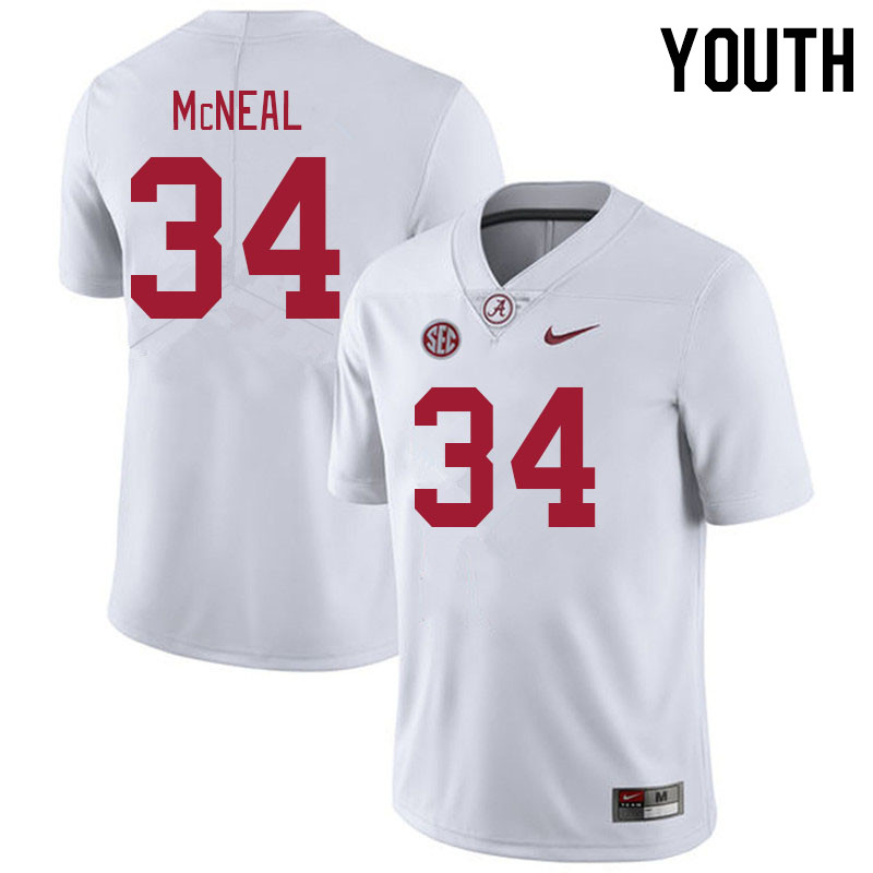 Youth #34 Coby McNeal Alabama Crimson Tide College Footabll Jerseys Stitched-White
